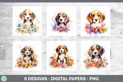 Bundle of six Wild Flowers Beagles Paper Backgrounds designs.