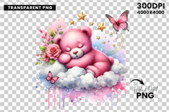 watercolor bear cloud png, cute bear clipart, nursery bear watercolor, baby bear sublimation design, pastel bear png, dreamy bear clipart, forest bear printable art, bear watercolor illustration, cloud bear png, woodland bear design