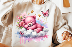 watercolor bear cloud png, cute bear clipart, nursery bear watercolor, baby bear sublimation design, pastel bear png, dreamy bear clipart, forest bear printable art, bear watercolor illustration, cloud bear png, woodland bear design