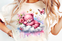 watercolor bear cloud png, cute bear clipart, nursery bear watercolor, baby bear sublimation design, pastel bear png, dreamy bear clipart, forest bear printable art, bear watercolor illustration, cloud bear png, woodland bear design