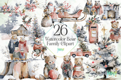 Watercolor Bear Family Clipart Bundle Product Image 1