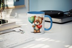 Cute bear &amp; heart mug, coffee cup wrap sublimation design
