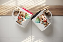 Cute bear &amp; heart mug, coffee cup wrap sublimation design