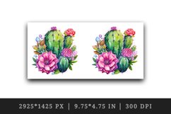 Watercolor beautiful cactus floral pink flowers sparkle print 20 oz tumbler skinny mug wrap clipart t-shirt sublimation printable design