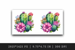 Watercolor beautiful cactus floral pink flowers sparkle print 20 oz tumbler skinny mug wrap clipart t-shirt sublimation printable design