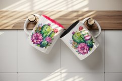 Watercolor beautiful cactus floral pink flowers sparkle print 20 oz tumbler skinny mug wrap clipart t-shirt sublimation printable design