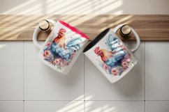 Watercolor beautiful chicken floral pink flowers animal farm bird sparkle print 20 oz tumbler skinny mug wrap clipart t-shirt sublimation printable design