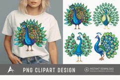 Watercolor Beautiful Cute Peacock Clipart Product Image 1