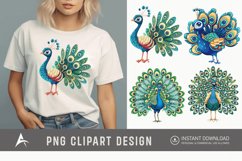 Watercolor Beautiful Cute Peacock Clipart Product Image 1