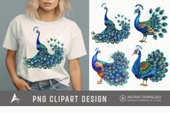 Watercolor Beautiful Cute Peacock Clipart Product Image 1