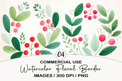 Watercolor Beautiful Floral Border Png Product Image 1