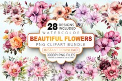 Watercolor Beautiful Flowers Clipart Bundle Product Image 1