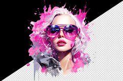 Watercolor beautiful glamour woman girl with pink glasses glamorous style 20oz tumbler skinny mug wrap clipart t-shirt sublimation printable design