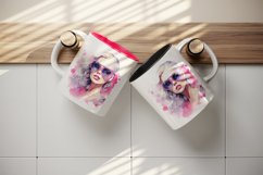 Watercolor beautiful glamour woman girl with pink glasses glamorous style 20oz tumbler skinny mug wrap clipart t-shirt sublimation printable design