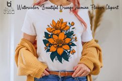 Watercolor Beautiful Orange Jasmine Flower Clipart, Mug PNG Product Image 3