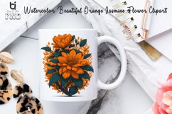 Watercolor Beautiful Orange Jasmine Flower Clipart, Mug PNG Product Image 5