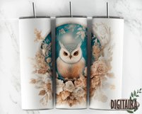 Watercolor Floral OWL Skinny Tumbler PNG Product Image 5