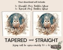 Watercolor Floral OWL Skinny Tumbler PNG Product Image 2