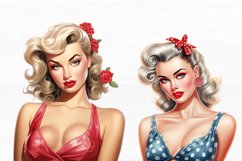 Beautiful Pretty Pin Up Woman Watercolor Sublimation Clipart Product Image 7