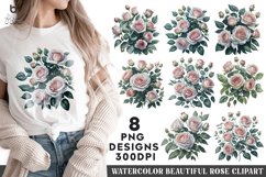 Watercolor Beautiful Rose Clipart, Rose Mug Sublimation PNG Product Image 1