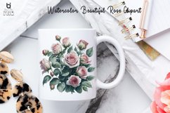 Watercolor Beautiful Rose Clipart, Rose Mug Sublimation PNG Product Image 4