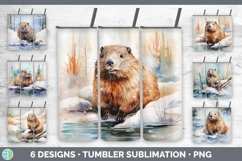 Bundle of six Watercolor Beavers Tumbler designs.