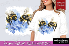 Bee Square Tshirt Background - Watercolor Bee PNG Product Image 1