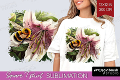Bee Square Tshirt Background - Watercolor Bee PNG Product Image 1