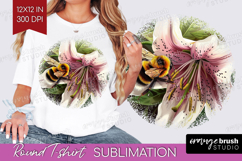 Bee Round Tshirt Background - Watercolor Bee PNG Sublimation Product Image 1