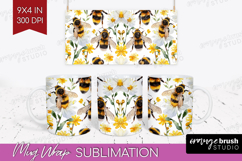 Bee Mug Wrap - Watercolor Bee Mug PNG Sublimation Product Image 1