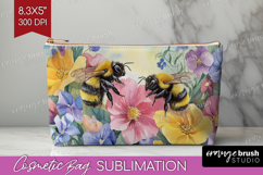Bee Cosmetic Bag - Watercolor Bee Makeup Bag PNG Sublimation Product Image 1