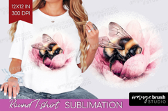 Bee Round Tshirt Background - Watercolor Bee PNG Sublimation Product Image 1