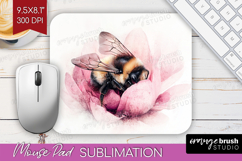Bee Mouse Pad Sublimation - Watercolor Bee Mousepad PNG Product Image 1