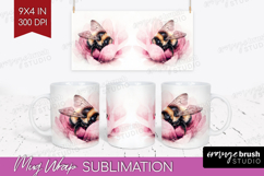 Bee Mug Wrap - Watercolor Bee Mug PNG Sublimation Product Image 1