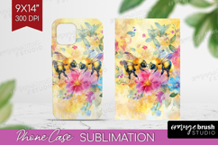 Bee Phone Case PNG - Watercolor Bee Case PNG Sublimation Product Image 1