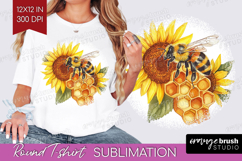 Bee Round Tshirt Background - Watercolor Bee PNG Sublimation Product Image 1