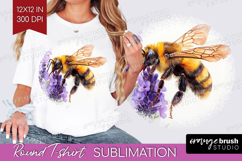 Bee Round Tshirt Background - Watercolor Bee PNG Sublimation Product Image 1