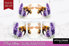 Bee Mug Wrap - Watercolor Bee Mug PNG Sublimation Product Image 1