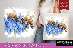 Bee Tote Bag - Watercolor Bee Tote Bag PNG Sublimation Product Image 1
