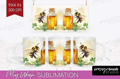 Bee Mug Wrap - Watercolor Bee Mug PNG Sublimation Product Image 1