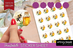 Bee Round Sticker - Watercolor Bee Printable Sticker Sheet Product Image 1