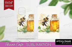 Bee Phone Case PNG - Watercolor Bee Case PNG Sublimation Product Image 1