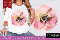 Bee Round Tshirt Background - Watercolor Bee PNG Sublimation Product Image 1