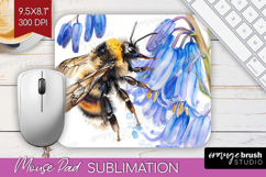 Bee Mouse Pad Sublimation - Watercolor Bee Mousepad PNG Product Image 1