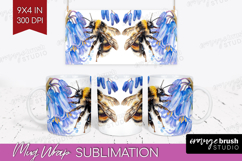 Bee Mug Wrap - Watercolor Bee Mug PNG Sublimation Product Image 1