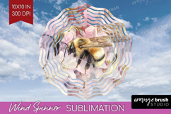 Bee Wind Spinner Sublimation PNG - Watercolor Bee Round Product Image 1
