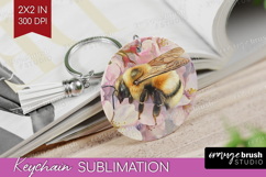 Bee Keychain PNG - Watercolor Bee Keychain Sublimation Product Image 1
