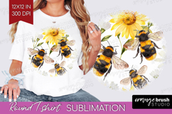 Bee Round Tshirt Background - Watercolor Bee PNG Sublimation Product Image 1
