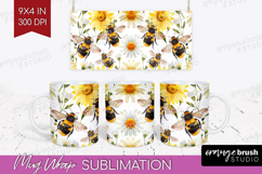 Bee Mug Wrap - Watercolor Bee Mug PNG Sublimation Product Image 1