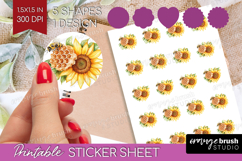 Bee Round Sticker - Watercolor Bee Printable Sticker Sheet Product Image 1